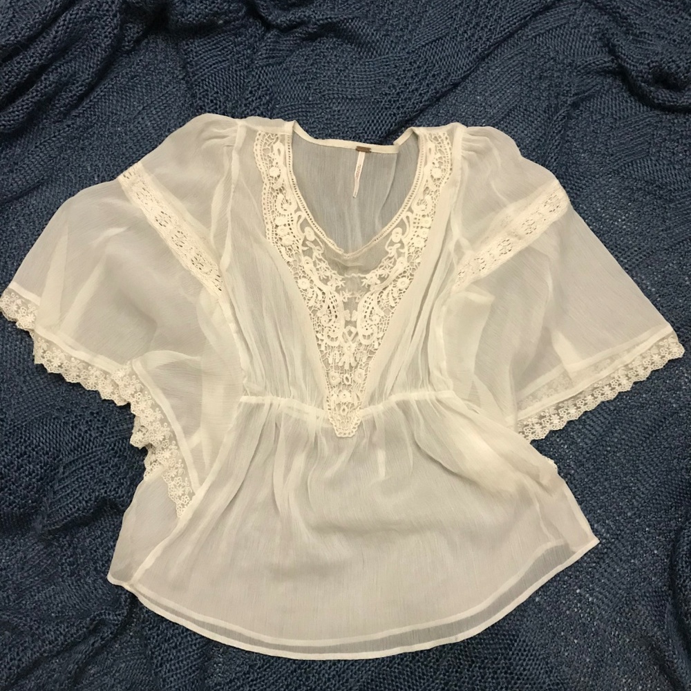 Free People White/Cream Lace Tunic